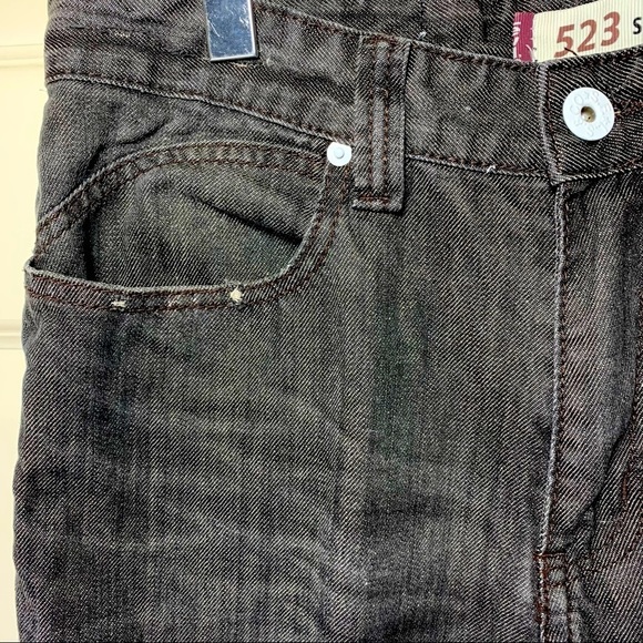LEVI'S Vintage 523 Distressed Black Straight Fit Jeans Stone Wash Denim Sz 34x32 - Picture 5 of 11